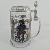 BMFN Three Musketeers Painted Glass Pewter Lidded Beer Stein 7" W. Germany