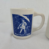 1980s Morton Salt Coffee Mugs: 1914 & 1921 Logos -When It Rains It Pours 3pcs