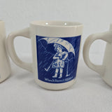 1980s Morton Salt Coffee Mugs: 1914 & 1921 Logos -When It Rains It Pours 3pcs