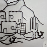 Pueblo 3D Metal Wall Sculpture 50"Wx30"T Dark Brown Enamel Southwest Style LN