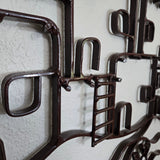 Pueblo 3D Metal Wall Sculpture 50"Wx30"T Dark Brown Enamel Southwest Style LN