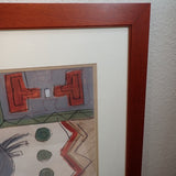 Susan Gillette Signed Original Watercolor Kokopelli Figures Dancing 34x27 Framed