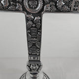1980s Silver Ornate Church Altar Cross 24"x18" Tabletop Jesus - Mexico - Vintage