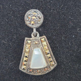 Marcasite & Mother of Pearl Dangle Earrings Thailand 925 A Sterling Silver NEW