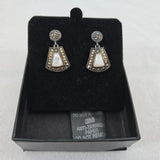 Marcasite & Mother of Pearl Dangle Earrings Thailand 925 A Sterling Silver NEW