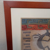 Susan Gillette Signed Original Watercolor Kokopelli Figures Dancing 34x27 Framed