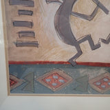 Susan Gillette Signed Original Watercolor Kokopelli Figures Dancing 34x27 Framed