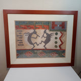 Susan Gillette Signed Original Watercolor Kokopelli Figures Dancing 34x27 Framed