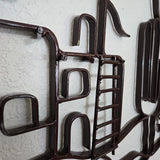 Pueblo 3D Metal Wall Sculpture 50"Wx30"T Dark Brown Enamel Southwest Style LN