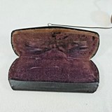 1880s Victorian Tinted Amber Oval Frosted Glass Spectacles w/Round Clear Centers