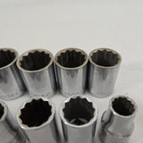 Craftsman 1/2" Drive V-Series SAE 12pt Socket Set 17 pc w/Univ Joint USA Vintage