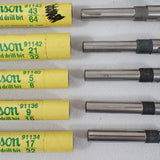 Vintage Hanson USA HSS Silver Deming Drill Bit Set of 10 Bits 17/32"-1" w/Tubes