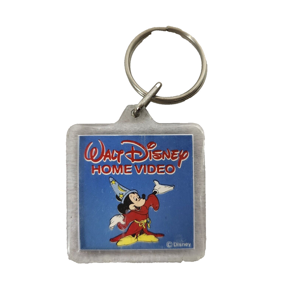 Vintage 1980s Mickey Mouse Wizard Sorcerer Walt Disney Home Video Key Chain LN