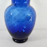 Vtg 80s Cobalt Blue Indiana Glass Illusions Style Glass Vase 11" T w/Flared Rim