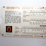 Vintage Ohmite 1968 Double-Sided Ohm's Law Resistance Calculator Slide Rule USA