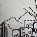 Pueblo 3D Metal Wall Sculpture 50"Wx30"T Dark Brown Enamel Southwest Style LN