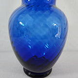 Vtg 80s Cobalt Blue Indiana Glass Illusions Style Glass Vase 11" T w/Flared Rim