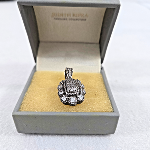 Judith Ripka Signed CZ Cluster Pendant Sterling 925 Oval Thailand Diamonique VG