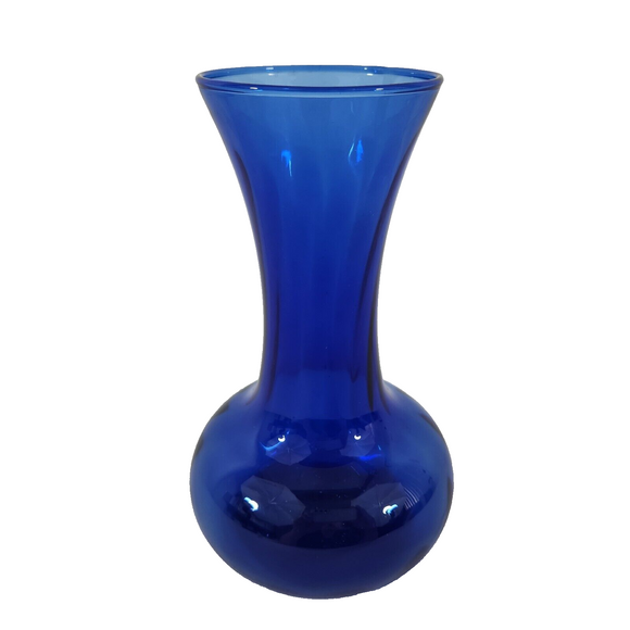 Vtg 1970s Cobalt Blue Indiana Glass Illusions Style Glass Vase 8