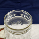 Vtg Clear Ball Mason Quart Jar w/Fruit Pattern & Measurements ML, Cups, Ozs +Lid