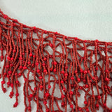 Vtg Multi-Strand Red Beaded Bib Statement Necklace Fringe Layered 18-19.5" VG
