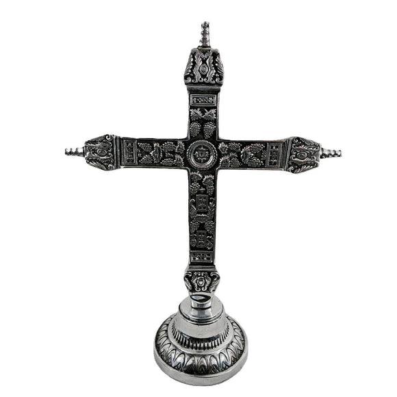 1980s Silver Ornate Church Altar Cross 24
