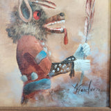 Giclee Canvas Print 13.5" x 11.5" Framed Wolf Kachina Signed Neiz, Netz, or Nelz