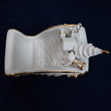 Traditions White Porcelain Santa Sleigh Reindeer Gold Accents w/Box 3pc Set 1999