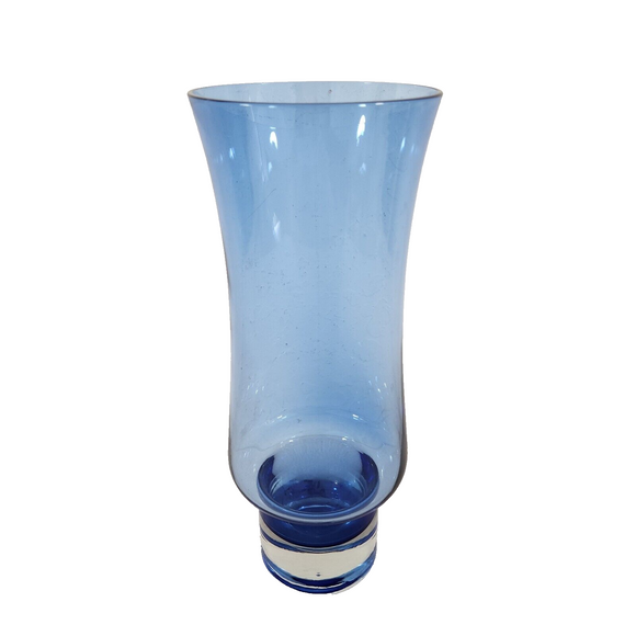 Vintage Cobalt Blue Flower Glass Sommerso Style 9.75