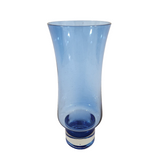 Vintage Cobalt Blue Flower Glass Sommerso Style 9.75" Vase w/Clear Base