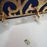 Traditions White Porcelain Santa Sleigh Reindeer Gold Accents w/Box 3pc Set 1999