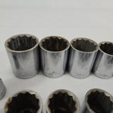 Craftsman 1/2" Drive V-Series SAE 12pt Socket Set 17 pc w/Univ Joint USA Vintage