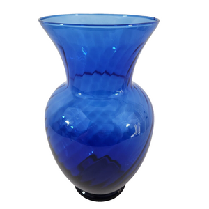 Vtg 80s Cobalt Blue Indiana Glass Illusions Style Glass Vase 11" T w/Flared Rim