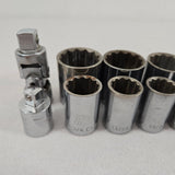 Craftsman 1/2" Drive V-Series SAE 12pt Socket Set 17 pc w/Univ Joint USA Vintage