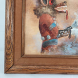 Giclee Canvas Print 13.5" x 11.5" Framed Wolf Kachina Signed Neiz, Netz, or Nelz