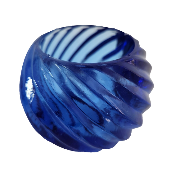 Vtg Cobalt Blue Pressed Glass Bowl Vase Votive Tea Light Candle Holder 2.5