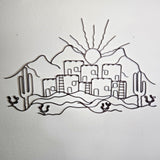 Pueblo 3D Metal Wall Sculpture 50"Wx30"T Dark Brown Enamel Southwest Style LN