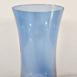 Vintage Cobalt Blue Flower Glass Sommerso Style 9.75" Vase w/Clear Base