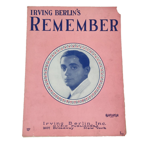 Vintage Irving Berlin's "Remember" Sheet Music c1925 Irving Berlin, Inc. USA