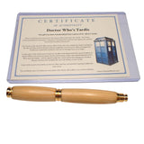 Gold Fountain Pen Tardis Wood Dr. Who COA New by 1893Woodcrafts Limited Edition