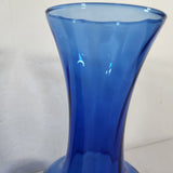 70s Cobalt Blue Indiana Glass Illusions Style Glass Vase 8" Set of 2 Flared Rims