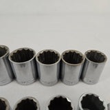 Craftsman 1/2" Drive V-Series SAE 12pt Socket Set 17 pc w/Univ Joint USA Vintage