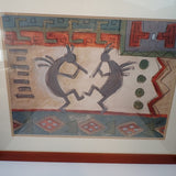 Susan Gillette Signed Original Watercolor Kokopelli Figures Dancing 34x27 Framed
