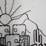 Pueblo 3D Metal Wall Sculpture 50"Wx30"T Dark Brown Enamel Southwest Style LN