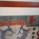 Susan Gillette Signed Original Watercolor Kokopelli Figures Dancing 34x27 Framed