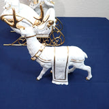 Traditions White Porcelain Santa Sleigh Reindeer Gold Accents w/Box 3pc Set 1999