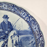 Royal Sphinx Delfts Holland Wall Plate w/Man & Woman in Carriage 16" Blue+White