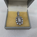Judith Ripka Signed CZ Cluster Pendant Sterling 925 Oval Thailand Diamonique VG
