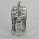 BMFN Three Musketeers Painted Glass Pewter Lidded Beer Stein 7" W. Germany