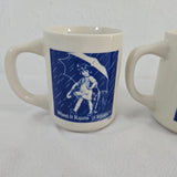 1980s Morton Salt Coffee Mugs: 1914 & 1921 Logos -When It Rains It Pours 3pcs